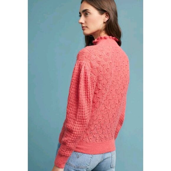 Anthropologie Knitted & Knotted Wool Blend Puffed Turtleneck Sweater Size XS - Picture 2 of 8